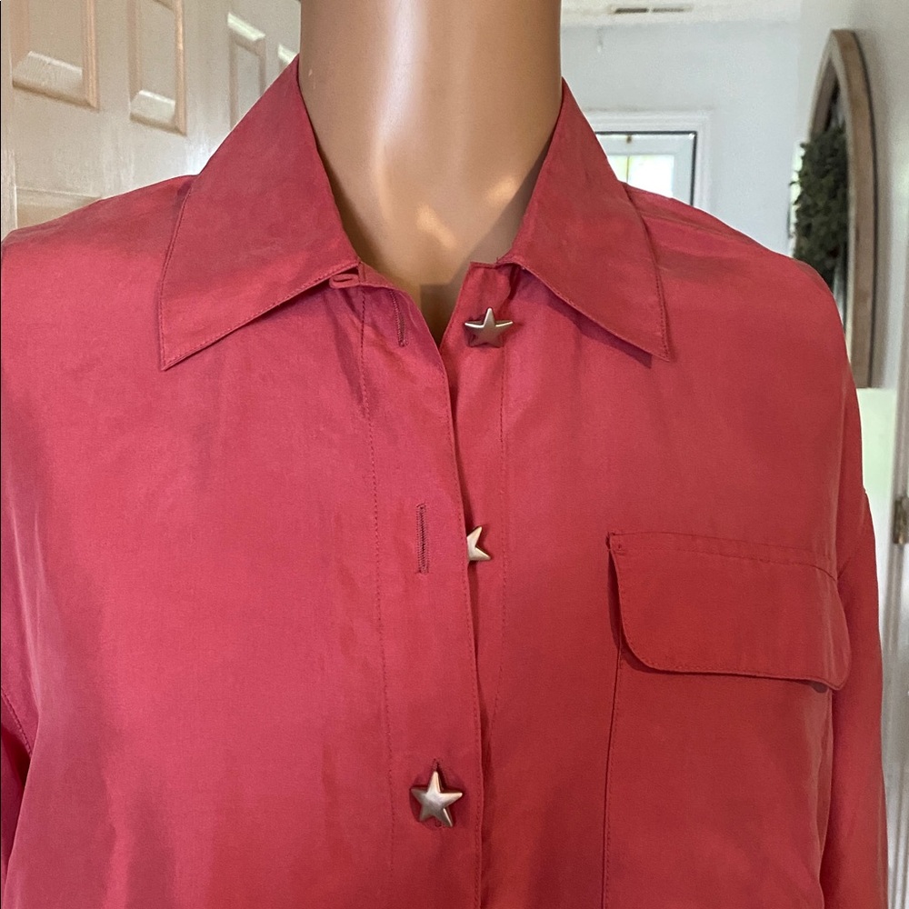 Apart vintage Pink Two-Piece silk Shirt and short Set - Picture 3 of 13